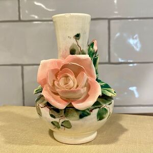 Vintage Rose Floral Bud Vase Miniature Antique Home Decor Gift